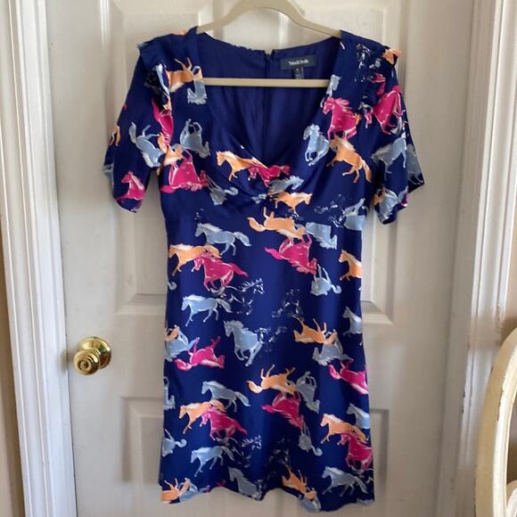 ModCloth M neon stampede dress with horse print - Picture 2 of 9
